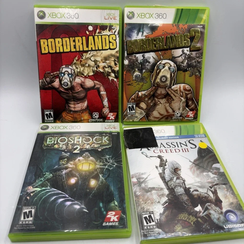 4 Xbox 360 Games Borderlands 1&2 Assassin's Creed 3 Bioshock 2